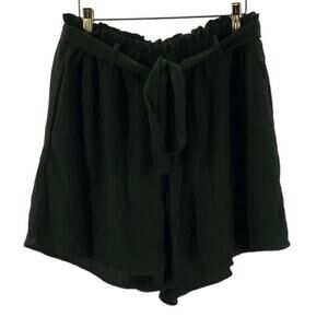 BLOOMCHIC SZ 12 L green belted elastic waist wide leg shorts NWT B67